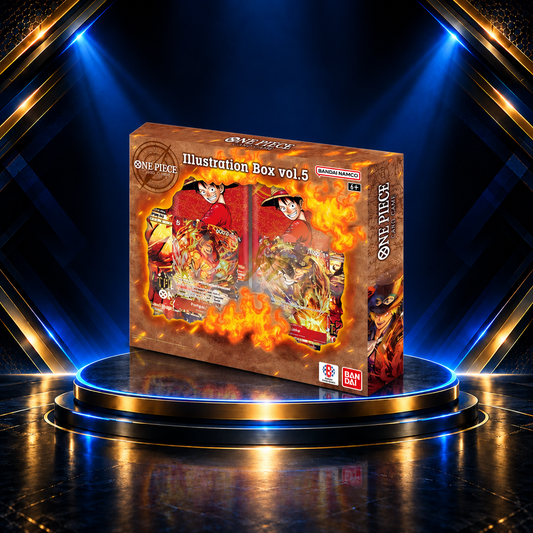 One Piece Card Game Illustration Box Vol. 5 displayed on the Prime Pulls blue-and-gold podium